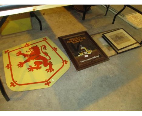 Stewarts Cream of The Barley Mirror, 3 Pictures and Rampant Lion Panel 