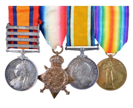 The Great War P.O.W. group of four medals to Private Lawrence Cotter, Royal Munster Fusiliers: Queen's South Africa, 2nd reve