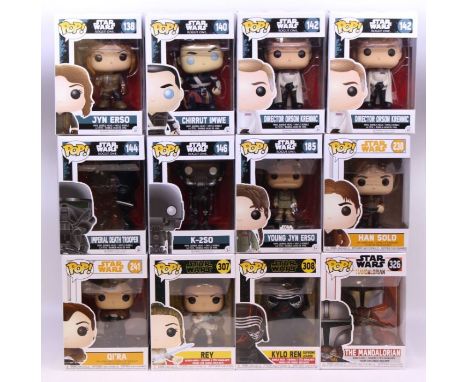 Funko: A collection of twelve Funko Pop! boxed figures to comprise: Jyn Erso 138, Chirrut Imwe 140, Director Orson Krennic 14