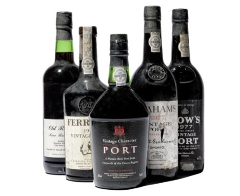 Dow 1977 Marked label (1) Ferreira 1977 Marked label (1) Graham 1977 Bin-soiled and torn label (1) Old Rectory Fine Ruby Port