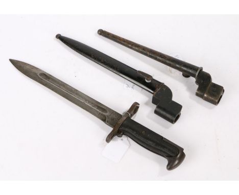 British No.4 Mk II Spike bayonet, marked 'SNA' and 'TRM2' with scabbard, together with a South African No.9 Bayonet and scabb