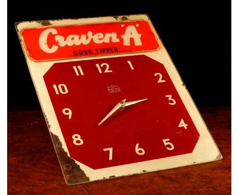 Advertising, Tobacciana, Smoking and Horology Interest - a rectangular shaped wall hanging glass clock, canted rectangular sh