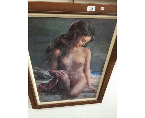 A nude portrait print, 68 x 49 cm, framed 