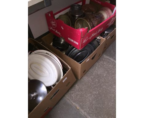 4 boxes of cooking items, and ceramics 