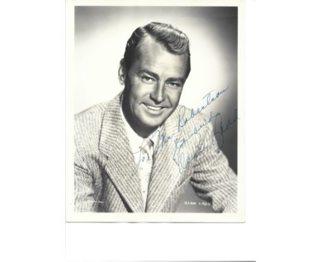 Alan Ladd signed and inscribed 10x8 black and white vintage photograph. Ladd was an American actor and film and television pr