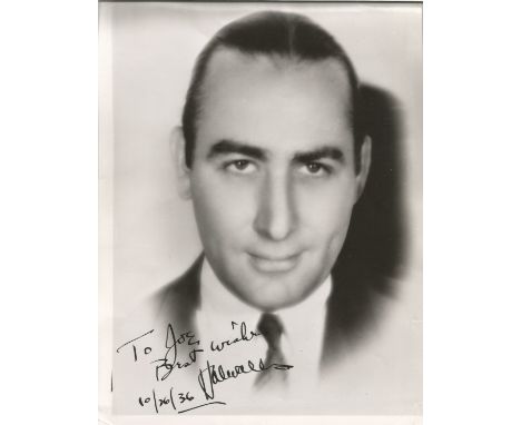 Hal Wallis signed and dated 10x8 excellent vintage black and white photo. Date inscribed is 10/26/36. Harold Brent Wallis (bo
