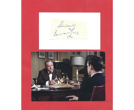Bernard Lee famous for his role as 'M' in the early James Bond films, an irregularly cut piece signed 'Sincerely Bernard Lee'