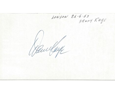 Danny Kaye signed to clear back of vintage Tiberio Restaurant 4 x 3 inch contact card. From collection of one of the staff wh
