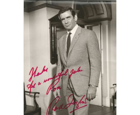 Rod Taylor signed 10x8 black and white photo. Dedicated with a personal inscription, thanks for a wonderful job Ron, from the