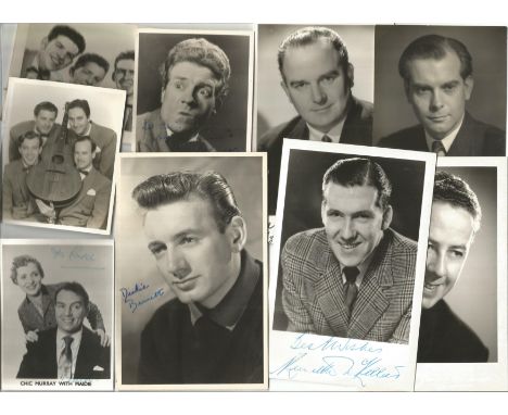 TV Film Actors Music vintage signed photo collection. 30+ mainly 6 x 4 inch b/w photos. Good selection including Jeffrey Skit