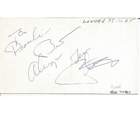 Gene Pitney signed to clear back of vintage Tiberio Restaurant 4 x 3 inch contact card. From collection of one of the staff w