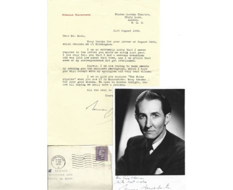 Norman Hackforth signed TLS dated 31st august 1955, on headed paper plus a signed and dedicated 6x5 black and white photograp