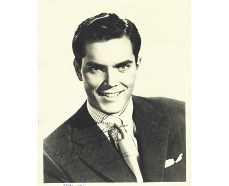 Jeffrey Hunter vintage 10x8 photograph dedicated to Richard in a darker portion of the image but clearly signed 'Jeff Hunter'