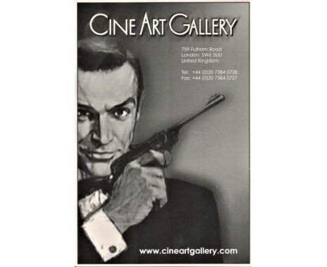 Ursula Andress signed promo postcard for Cine Art Gallery, image of Connery as Bond to verso. Andress is a Swiss actress, for