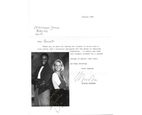 Ulrika Jonsson TLS dated January 1993, where she writes to a fan about the show- Gladiators. Also included, is a 6x4 black an