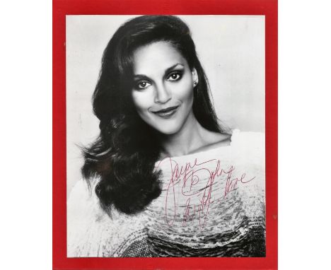 Jayne Kennedy signed 8x7 black and white photo. Signed in red biro. Dedicated. Jayne Kennedy Overton (née Harrison; born Octo