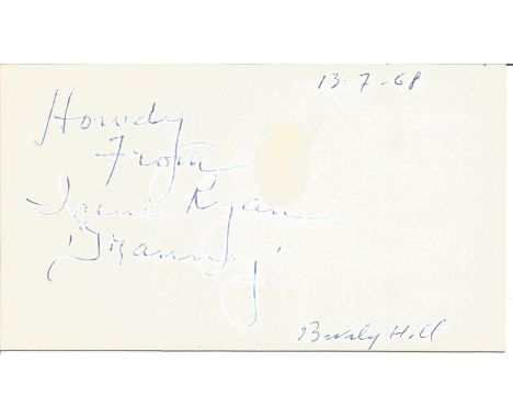 Beverly Hillbillies Irene Ryan signed to clear back of vintage Mario and Francos Terrazza Restaurant 4 x 3 inch contact card 