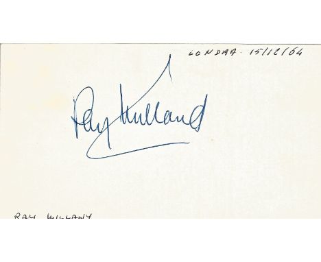 Ray Milland signed to clear back of vintage Tiberio Restaurant 4 x 3 inch contact card. From collection of one of the staff w