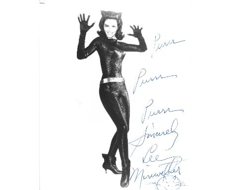 Lee Meriwether lovely signed 10x8 showing her in character as Catwoman in the 1960's film Batman, nicely inscribed 'Purrr, pu
