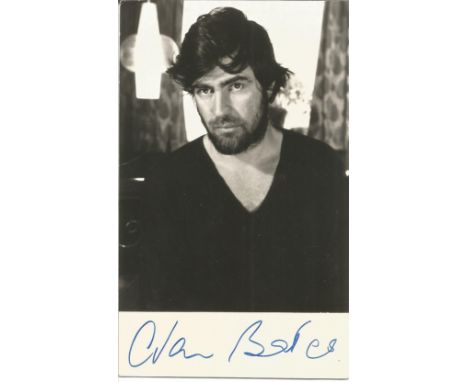 Alan Bates signed 6x4 black and white photograph. Bates was an English actor who came to prominence in the 1960s, when he app