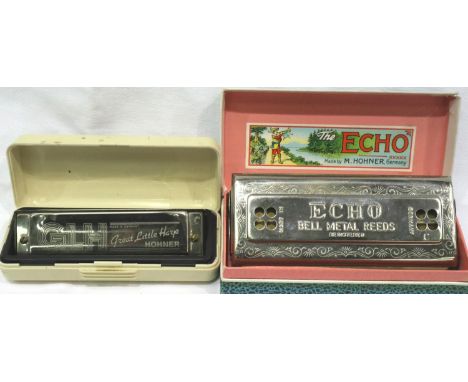 Hohner, two boxed harmonicas, the Echo Harp and Marine Band. P&amp;P Group 1 (£14+VAT for the first lot and £1+VAT for subseq