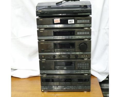 Aiwa stacking system of six components including MX-D91M amplifier, graphic equaliser and DX-D91 CD deck (remote in office pr