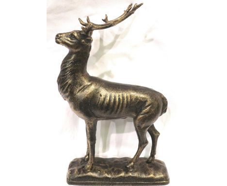 Bronzed cast iron figure of a stag, H: 29 cm. P&amp;P Group 2 (£18+VAT for the first lot and £3+VAT for subsequent lots) 