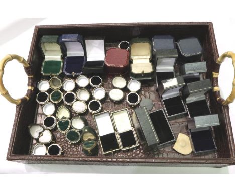 Thirty five assorted empty ring boxes. P&amp;P Group 2 (£18+VAT for the first lot and £3+VAT for subsequent lots) 