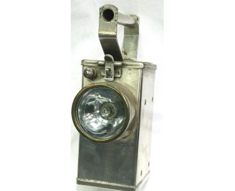 Mining Inspection lamp with copper plate stamped BFDFB 21, H: 20 cm. P&amp;P Group 2 (£18+VAT for the first lot and £3+VAT fo