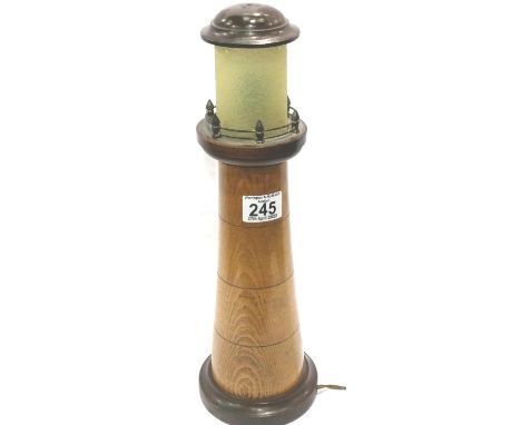 1930s turned wood lighthouse lamp, H: 40 cm. P&amp;P Group 3 (£25+VAT for the first lot and £5+VAT for subsequent lots) 