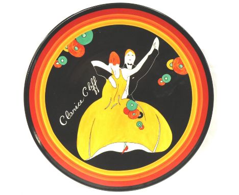 Clarice Cliff for Wedgwood limited edition plaque, Age of Jazz Charleston, 244/999, D: 31 cm. No cracks, chips or visible res