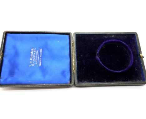 TR Russell of Liverpool; fitted leather pocket watch box, the aperture D: 55 mm. P&amp;P Group 1 (£14+VAT for the first lot a