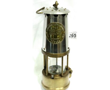 Eccles brass Protector mining lamp, type 6, Ministry of Power, H: 25 cm. P&amp;P Group 2 (£18+VAT for the first lot and £3+VA