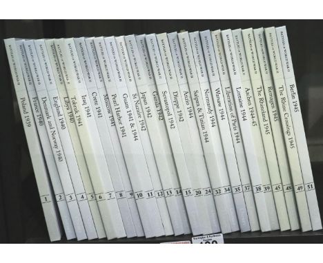 Shelf of Osprey Battle Of World War II containing twenty seven books to include 1 - 15. Not available for in-house P&amp;P, c