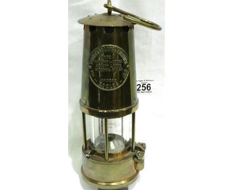 Eccles brass Protector, type 6, miners lamp, Ministry of Lower, H: 24 cm. P&amp;P Group 2 (£18+VAT for the first lot and £3+V