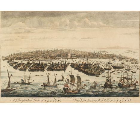 Venice. Fossati (Giorgio, after), A Perspective View of Venice [1750 or a little later], hand-coloured engraved panorama orig