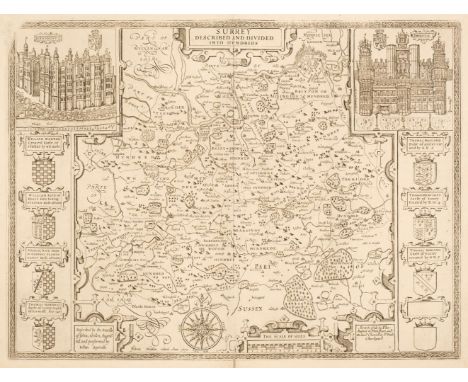 Surrey. Norden (John &amp; Speed John), Surrey Described and Divided into Hundreds, Thomas Bassett &amp; Richard Chiswell [16