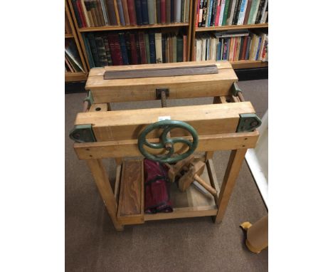 Laying press and tub. A hardwood French laying press by Rougier Plé of Paris, with 50 cm (19.5 inches) between metal side sup
