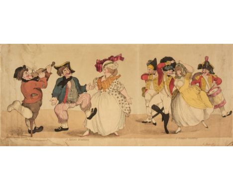 Newton (Richard). A Sailor's Wedding, A Soldier's Wedding [ 1794], etched caricature with contemporary hand-colouring, near-c