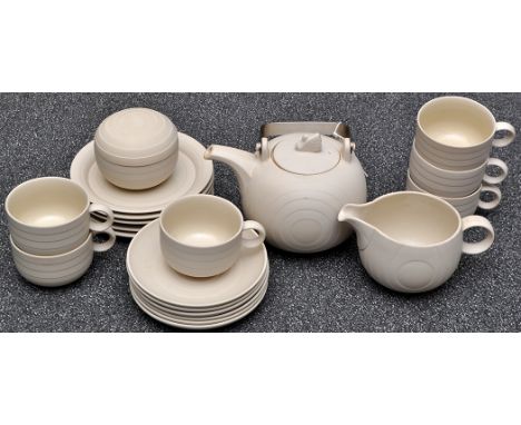 A twenty-piece Hornsea 'Concept' pattern tea service, including: cups, saucers, plates, a teapot, milk jug and sugar bowl.