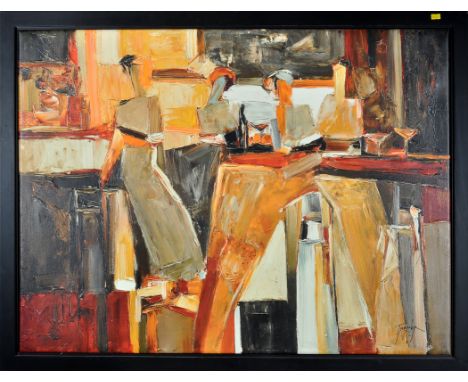 After Yuri Tremler
FIGURES AT A BAR
textured print on canvas
76 x 102cms; 30 x 40in.