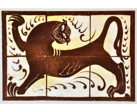 Bernard Leach
"LION TILE"
inscribed in pencil, "Best Wishes etc."
colour lithograph and silkscreen
published by Curwen Studio