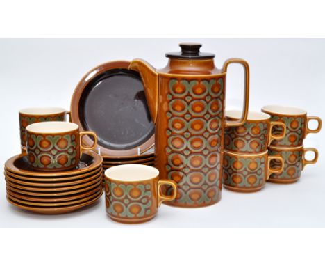 A Hornsea 'Brontë' pattern part coffee service, to include: eight cups, saucers, plates and a coffee pot.