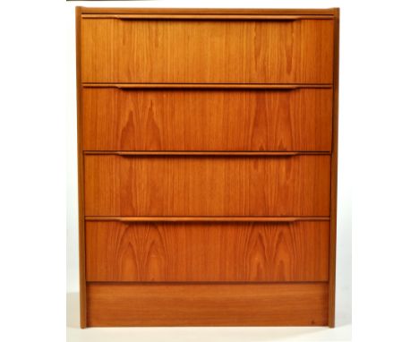 Steens Danish Art: a teak veneered chest of four drawers, 29 x 36 1/2in. (76 x 93cms).