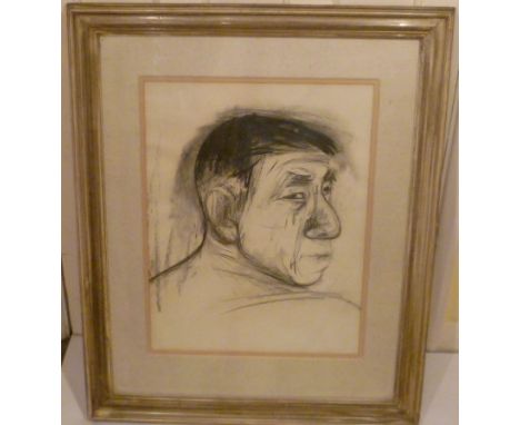 Josef Herman RA [1911-2000], charcoal / pencil portrait on paper of a man with dark hair, possibly a coal miner, 52x40cm, hes
