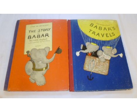 Jean de Brunhoff BaBar's Travels, Methuen & Co 1935 first edition, together with The Story of Babar, Methuen & Co 1939, large