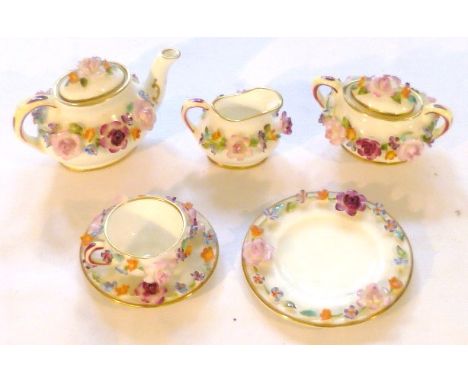 Coalport miniature bone china floral encrusted tea service