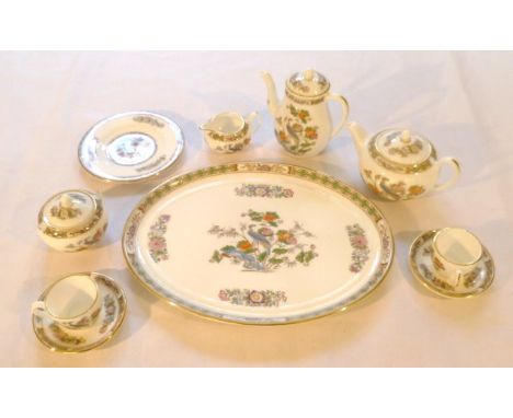 Wedgwood miniature bone china Kutani crane tea service