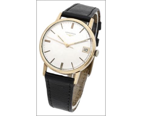 Longines, A gold wristwatch with date, circa 1980 Movement: cal. 6952, manual winding, no. 53060085 Dial: silvered, applied b