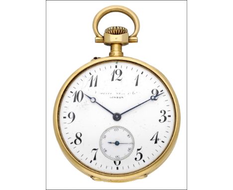 Swiss, Retailed by Camerer Kuss & Co. A gold open-faced keyless watch, circa 1905 Movement: gilded, lever escapement Dial: wh